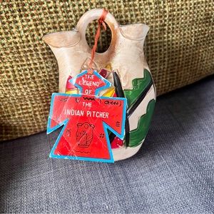 Vintage Native American Indian Wedding Pitcher Pottery Legend Vase 4.5” …